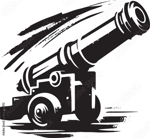 Illustrative Cannon in Brushstroke Style, Historical Artillery S