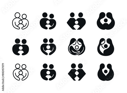 Family Logo Variations. family. Icon set. Set Logo of family: pa