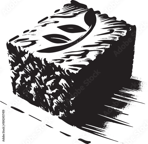 Abstract Gluten-Free Brownie Illustration, brush stroke minimali