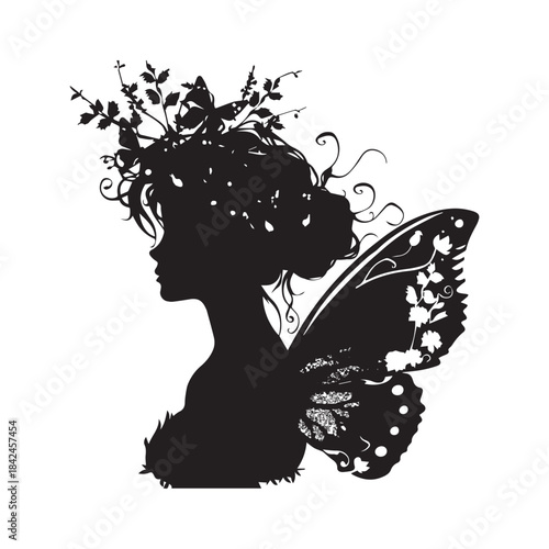 silhouette of a fairy vector illustration