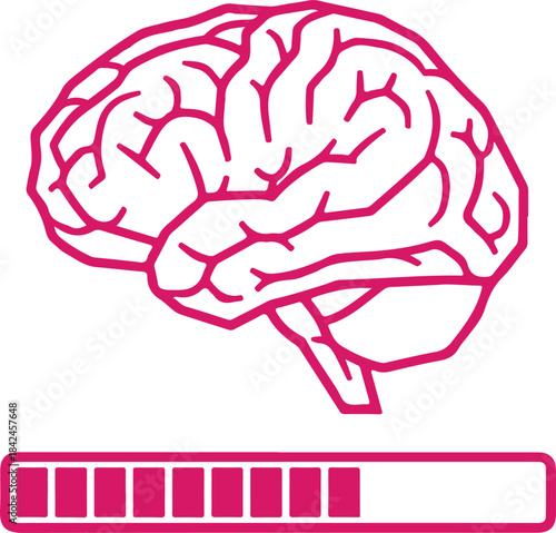 Brain loading bar progress concept of intelligence and development