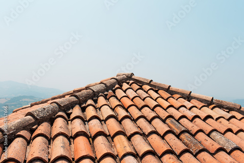 Natural pattern of old roof, top view.