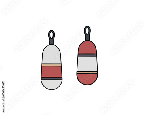 Simple Illustration of Two Marine Buoys with Red and White Color Scheme