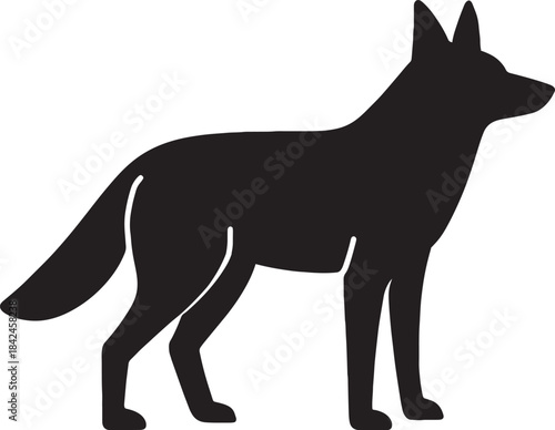 Black Coyote silhouette vector illustrations of wild animals and pets