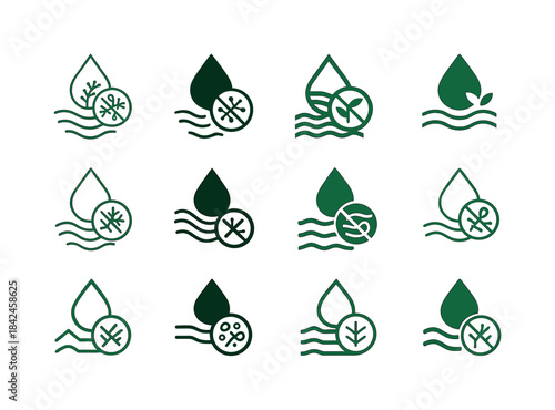 Algal Bloom Logos. Algal bloom control. Icon set. Set Logo of Al