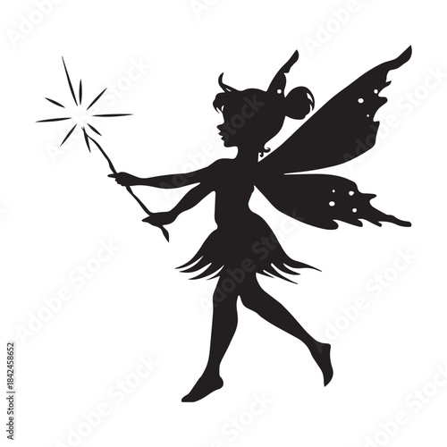 vector silhouette of a fairy with wings 
