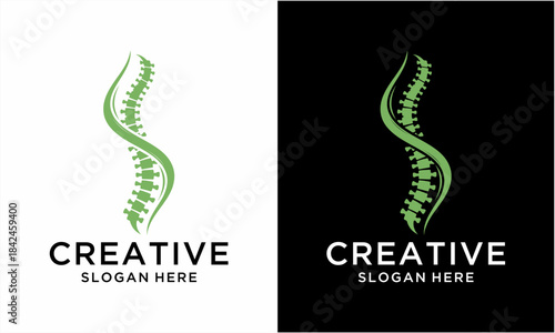 Green Spinal Column Logo Design for Chiropractic and Health Services.