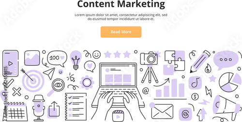 Content marketing concept. Suitable for social media and digital marketing. Vector illustration for landing page, banner, or ad.