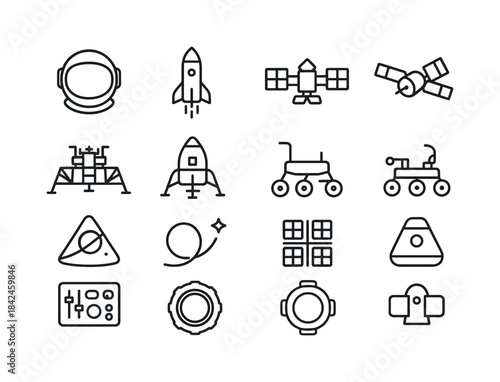 Space Exploration Icons. Space exploration. Line icon set of Spa