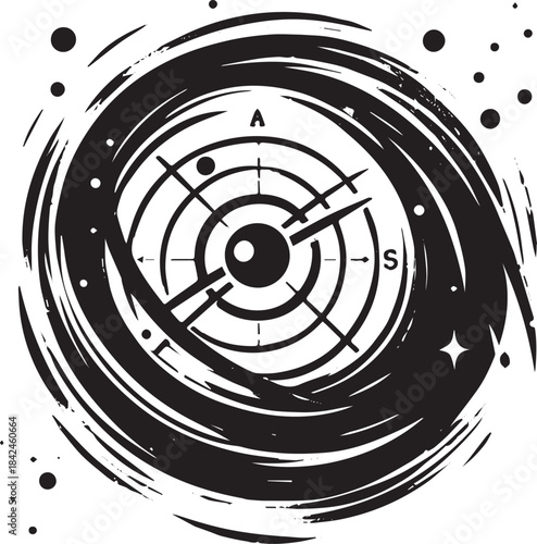 Celestial Navigation Vector Icon: A Minimalist Astro Map in Sumi