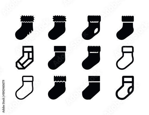 Socks Icon Set. Socks. Icon set. Set Logo of Socks: fuzzy sock.