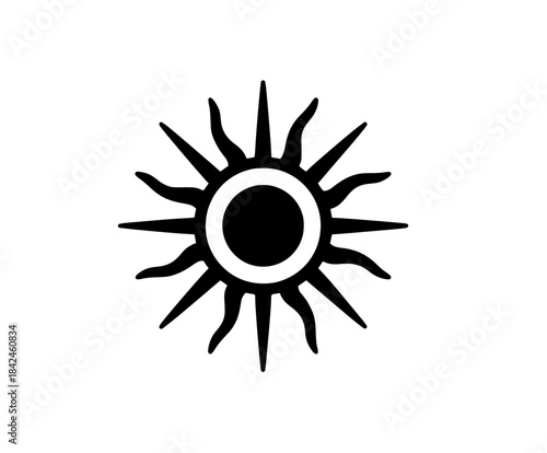 Radiant Solitude: Winter Solstice Sun Symbol | Clean, isolated vector art for creative projects.