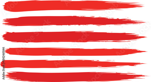 Collection of red brush strokes, paint stains, grunge artistic elements