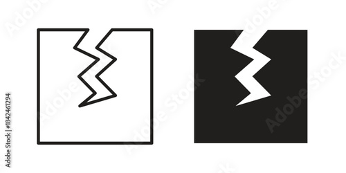 Crack icons on white background. Line vector sign, symbol for web and mobile