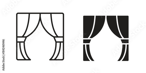 Curtains icons on white background. Line vector sign, symbol for web and mobile