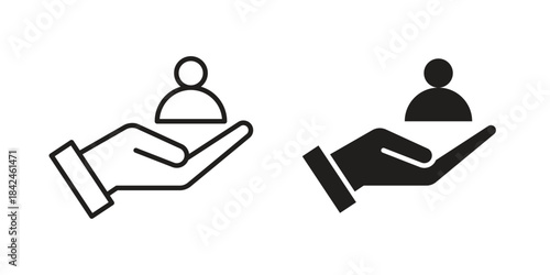 Customer retention icons on white background. Line vector sign, symbol for web and mobile