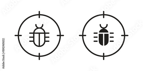 Debug icons on white background. Line vector sign, symbol for web and mobile