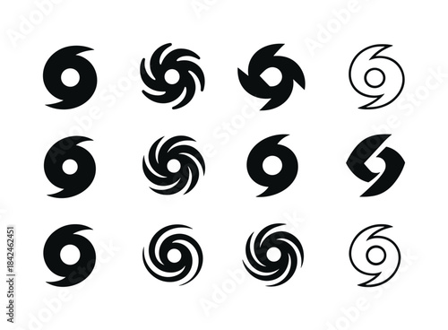 Severe Hurricane Icons. Severe Hurricanes. Icon set. Set Logo of