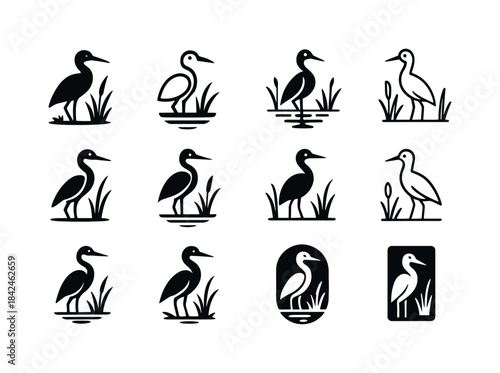 Wetlands Preservation Icons. preserving wetlands. Icon set. Set