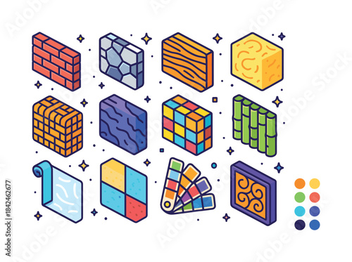 Colorful Interior Textures. Interior Texture. Colorful isometric