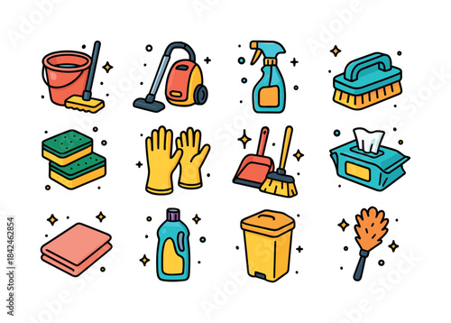 Colorful Cleaning Icons. Cleaning. Colorful isometric vector ico