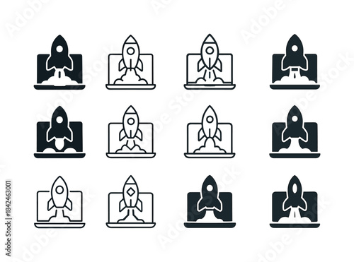 Online Entrepreneurship Logos. Online entrepreneurship. Icon set