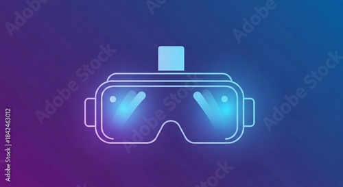 Luminous Vision Sleek VR Headset Icon on a Vibrant PurpleBlue Gradient.
