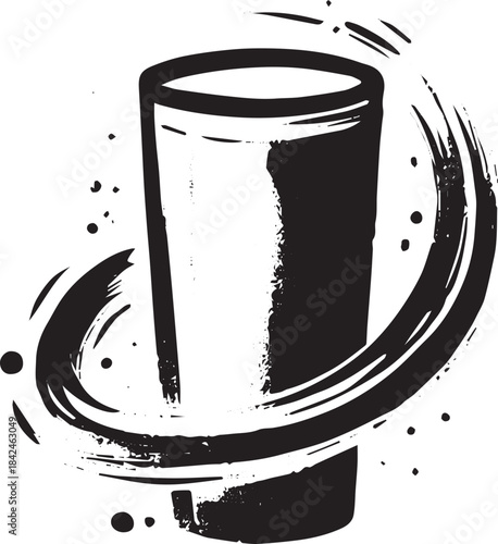 Minimalist Sumi-e Illustration: Chocolate Milk in Artistic Brush