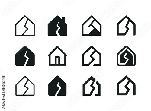 Displacement Icon Variations. Displacement. Icon set. Set Logo o