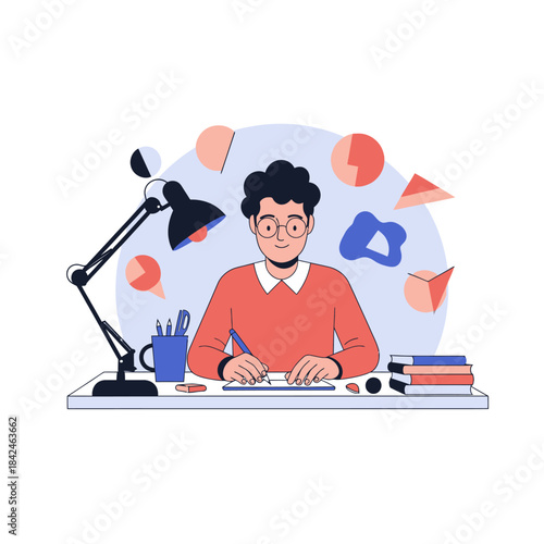 Focused study by an individual, highlighting diverse cognitive strengths and learning methods, a key area for autis research and modern psikology