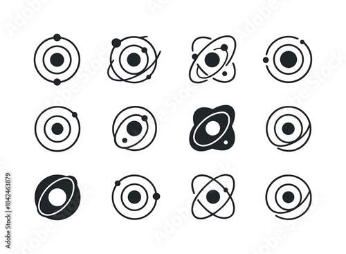 Orbit Logo Variations. Orbit. Icon set. Set Logo of Orbit: solar