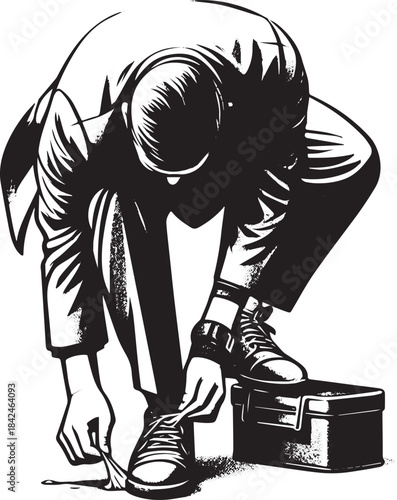 Frustrated individual battles stubborn gum stuck beneath shoe in