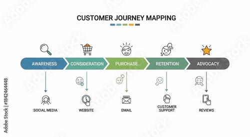 Strategic Customer Journey Mapping A 5Stage Flowchart from Awareness to Advocacy.