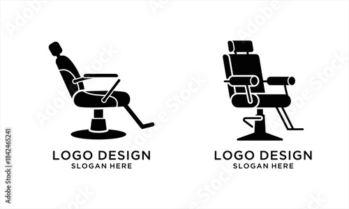 Barber Chairs Silhouette Logo Design Elements.