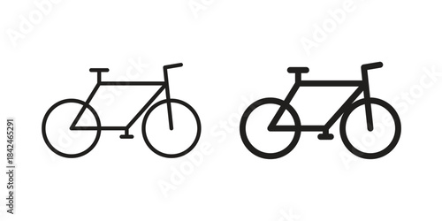 Bicycle icons collection. Thin linear and black flat icons