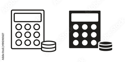 Budget icons collection. Thin linear and black flat icons