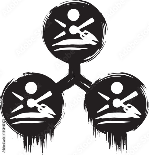 Abstract aggregation icon illustration showing task delegation w