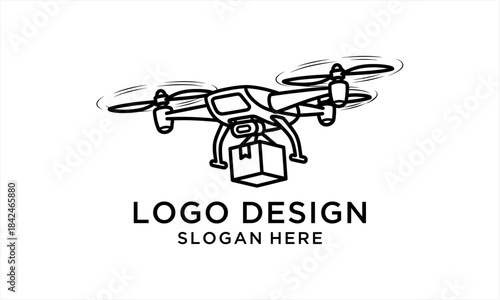 Drone Delivery Service Logo Design Concept.