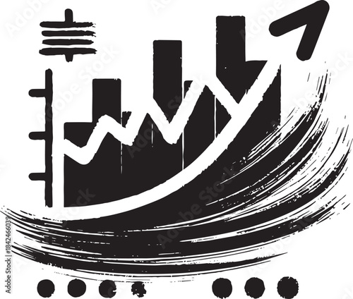 Dynamic Sumi-e Brushwork Graph Depicting Growth and Financial Pr