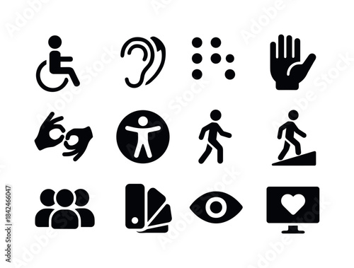 Inclusive Design Icons. Inclusive Design. Solid icon set of Incl