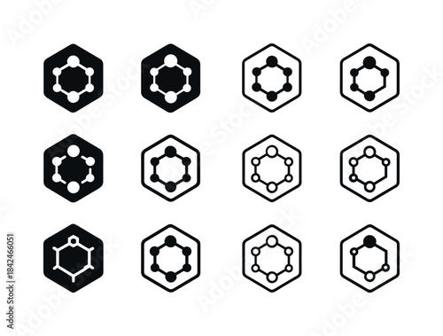 Harmonious Logo Variations. Compound. Icon set. Set Logo of Comp