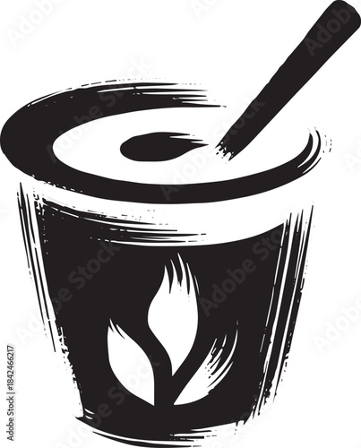 Zen-Inspired Kahlua Illustration: A Minimalist Sumi-e Beverage G