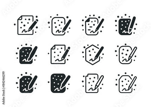 Resolutions Icon Set. new year's resolutions written on paper wi