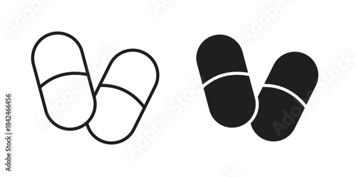 Capsule icons collection. Thin linear and black flat icons