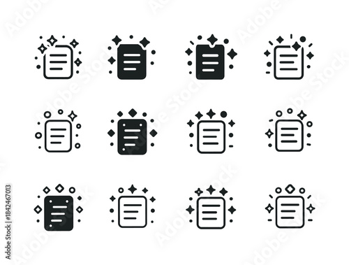New Year Resolutions Icons. New year's resolutions written on pa