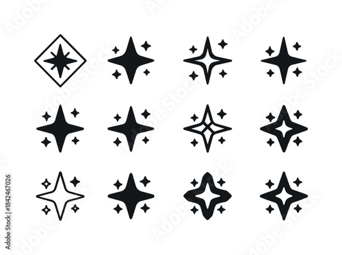 Star Cluster Logos. Star clusters. Icon set. Set Logo of star cl