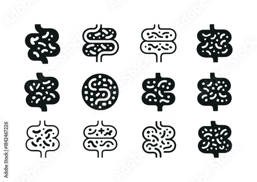 Human Microbiome Logo Set. The exploration of the human microbio