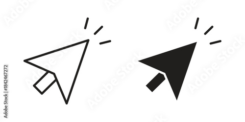 Click icons collection. Thin linear and black flat icons