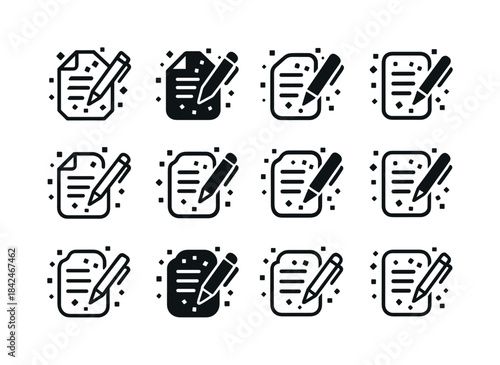 Resolutions Icon Set. new year's resolutions written on paper wi