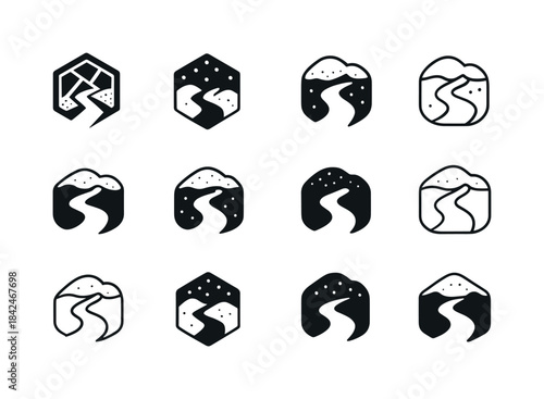 Snowy Path Icons. Snowy Path. Icon set. Set Logo of Snowy Path: